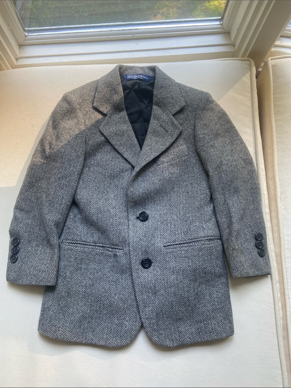 Ralph Lauren Boys' Gray Herringbone Wool-Blend Pea Coat